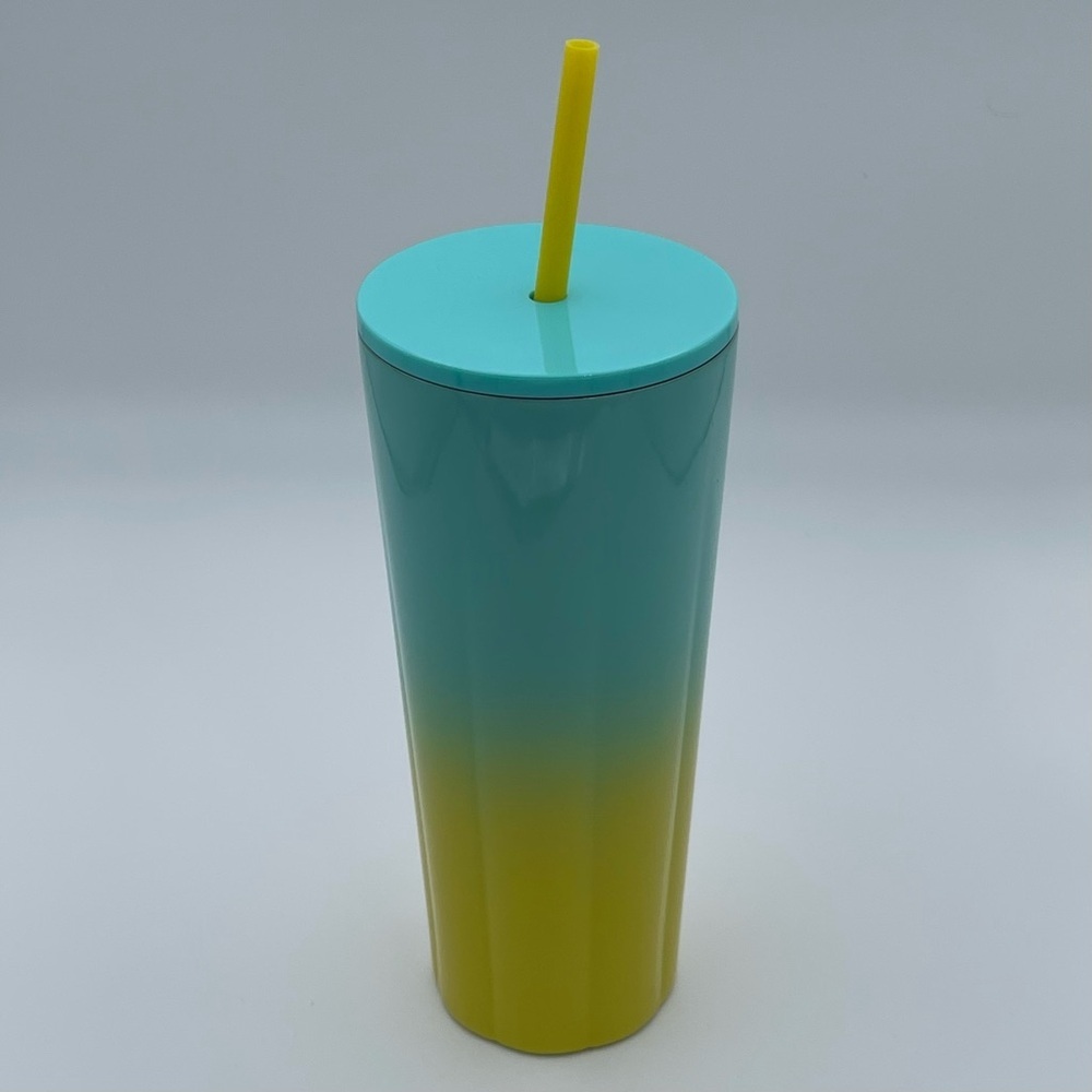 Starbucks 24oz Gradient Cold Cup Tumbler‎ Blue Yellow w/ Lid & Straw